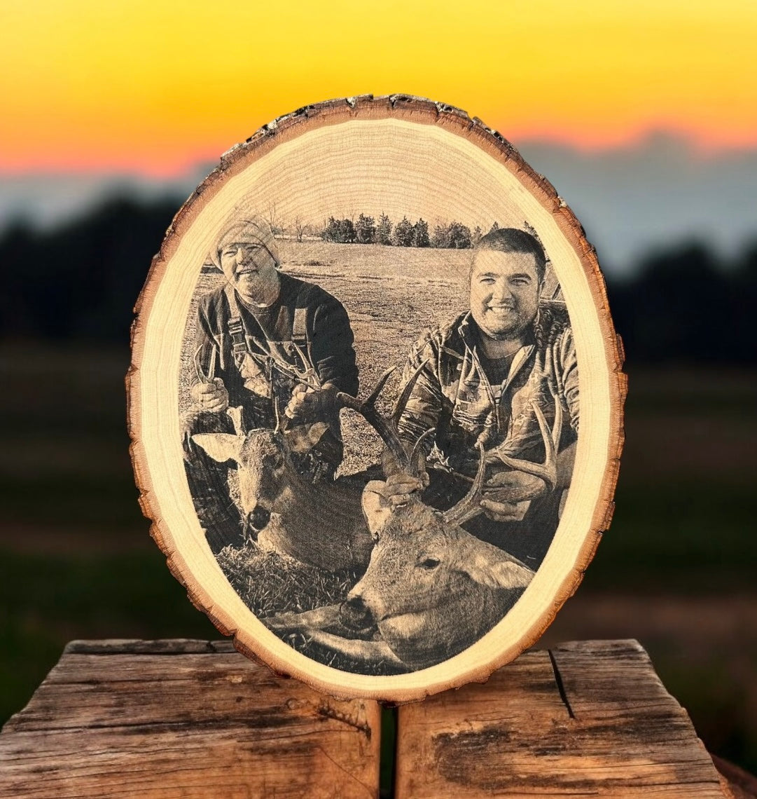 7”x9” Oval Custom Laser Burned Wood Photo